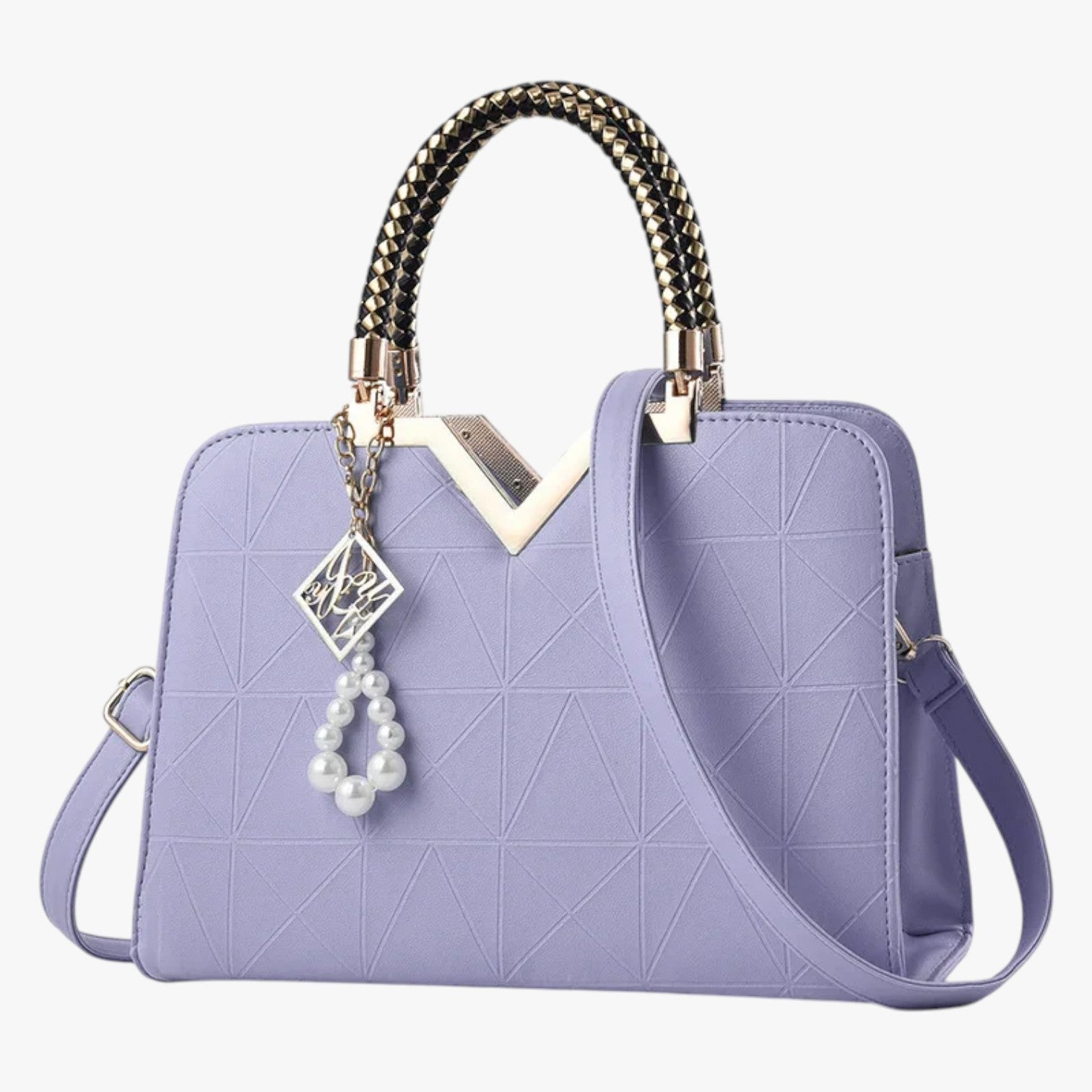 Borsa a Spalla Donna in Pelle con Cerniera e Perle - Chic Autunno - Azzurro chiaro - autumn autumn chic Bags borsa cerniera chic pelle perle women bags Women's handbags - Concept Palermo