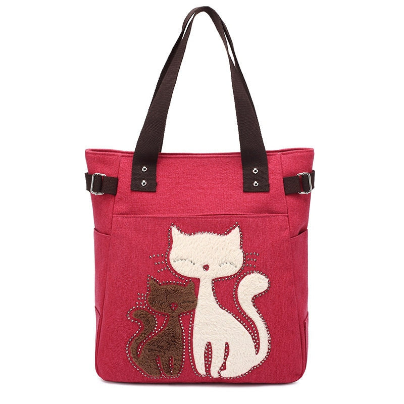Borsa in tela Cat ricamata Uomo - - Bags borsa borsa tela ricamata tela uomo - Concept Palermo