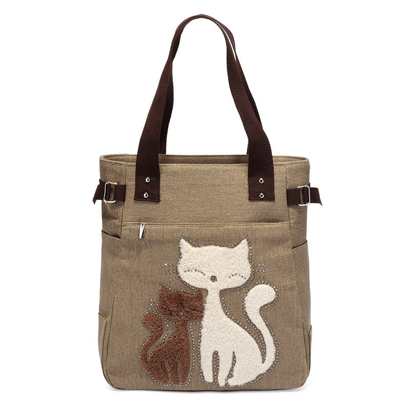 Borsa in tela Cat ricamata Uomo - Cachi - Bags borsa borsa tela ricamata tela uomo - Concept Palermo