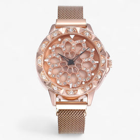 Orologio da donna con fibbia magnetica floreale - Rosa - donna female watch fibbia floreale Linen magnetica orologio orologio donna watch for women watches Women - Concept Palermo