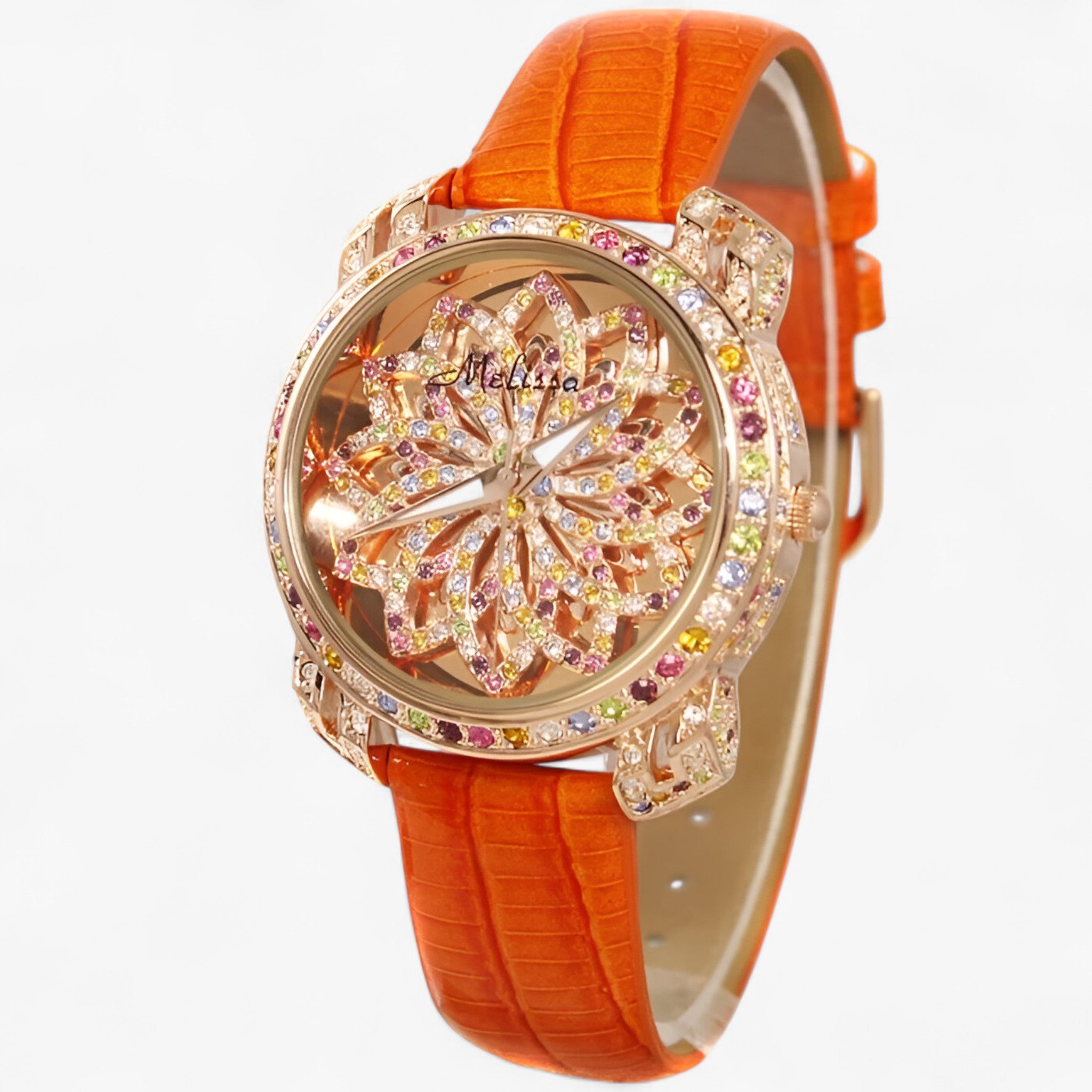 Orologio da donna al quarzo con cristallo a caramella e cinturino in pelle - Arancia - caramella cinturino cristallo donna female watch orologio orologio donna pelle quarzo watch for women - Concept Palermo