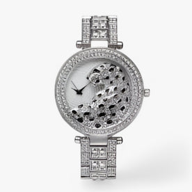 Orologio al Quarzo Dorato con Brillantini e Motivo Leopardo - Argento argento - brillantini female watch leopardo Linen motivo orologio orologio quarzo quarzo Unisex watch for women watches - Concept Palermo