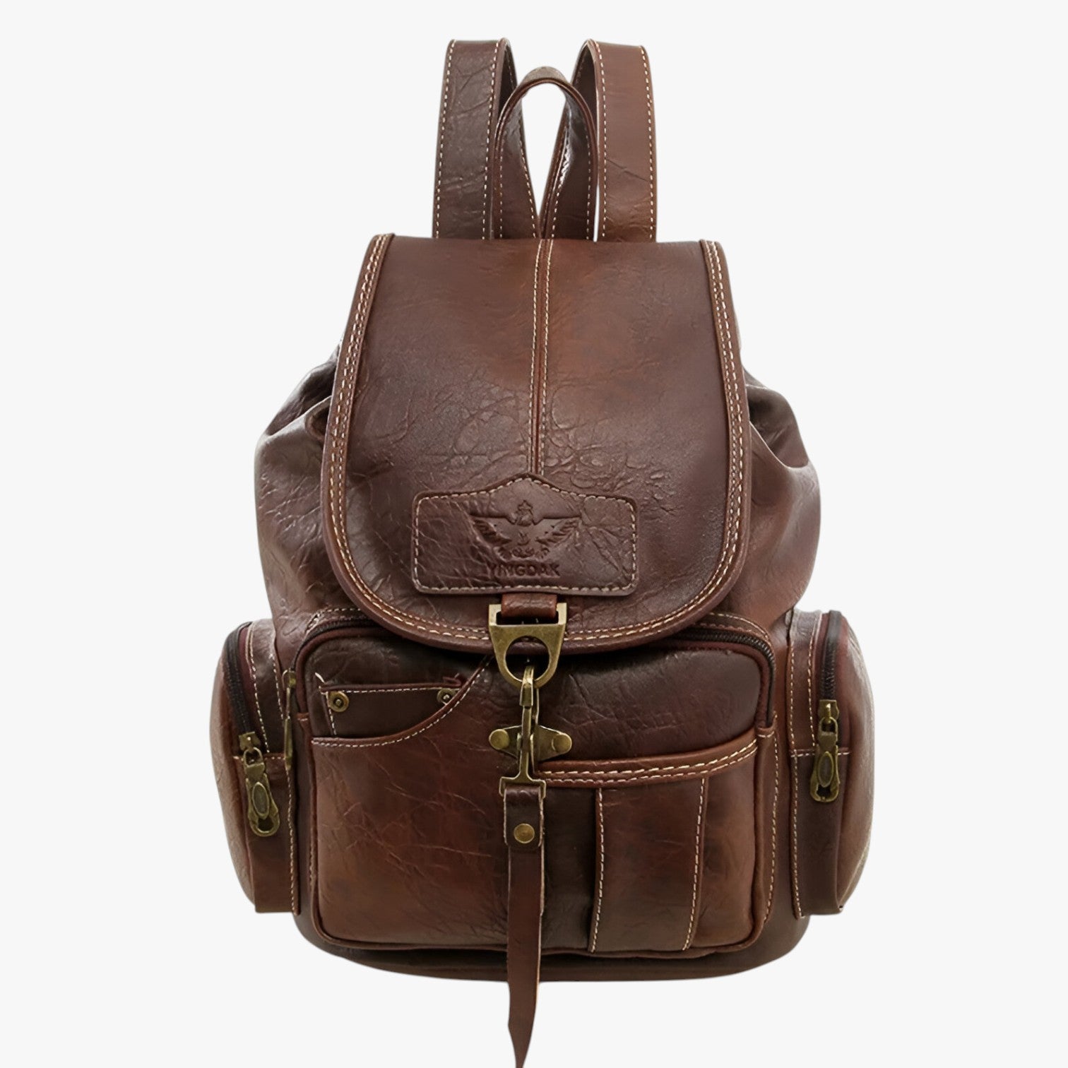 Zaino scolastico vintage spazioso in pelle PU nera Donna - Marrone scuro - Backpacks Bags donna nera pelle scolastico spazioso vintage women bags Women's handbags zaino - Concept Palermo