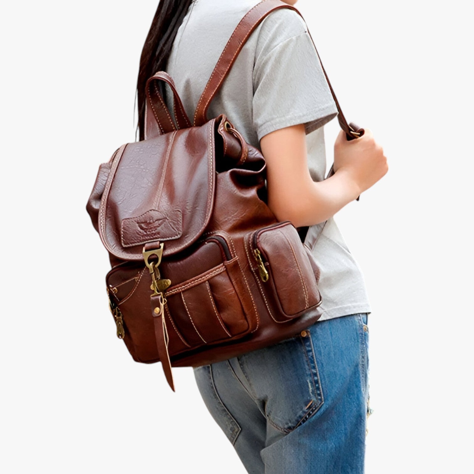 Zaino scolastico vintage spazioso in pelle PU nera Donna - - Backpacks Bags donna nera pelle scolastico spazioso vintage women bags Women's handbags zaino - Concept Palermo