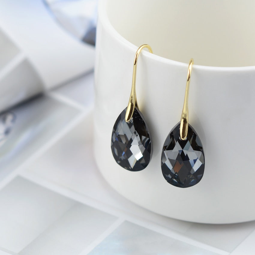 Orecchini a Goccia Donna Eleganti con Cristalli Luminosi Trasparenti - Cristallo SINI Oro - cristallo donna Earrings for Women Girls goccia jewelry New Fashion Earrings orecchini orecchini goccia - Concept Palermo
