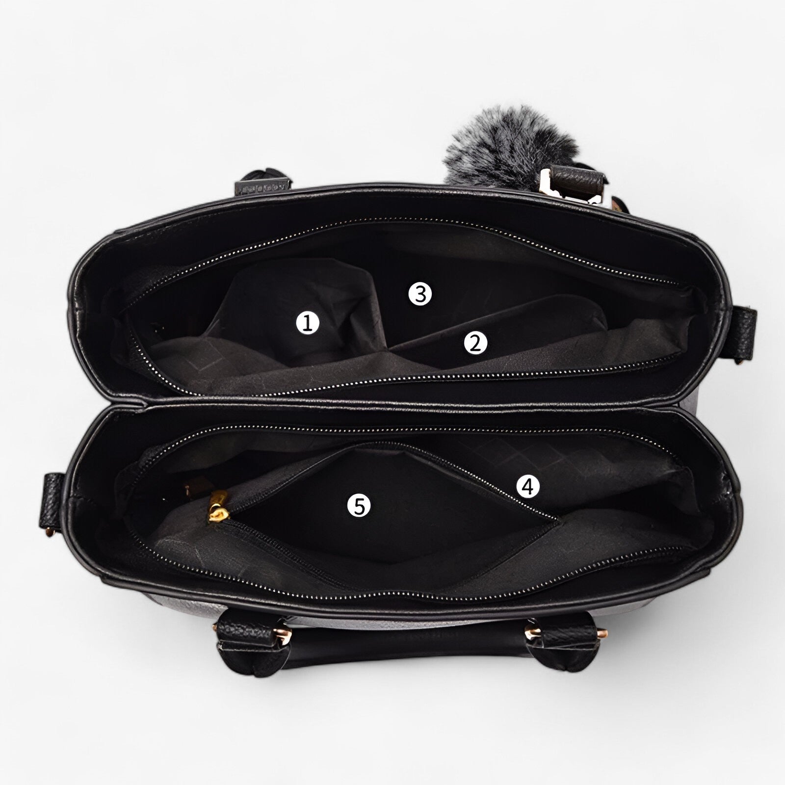 Borsa Messenger Donna Nera in Vera Pelle con Tracolla Regolabile e Pompon - - bag bags borsa borsa messenger casual bag donna Gift Gifts for women Handbag messenger pelle pompon women bags womens fashion - Concept Palermo