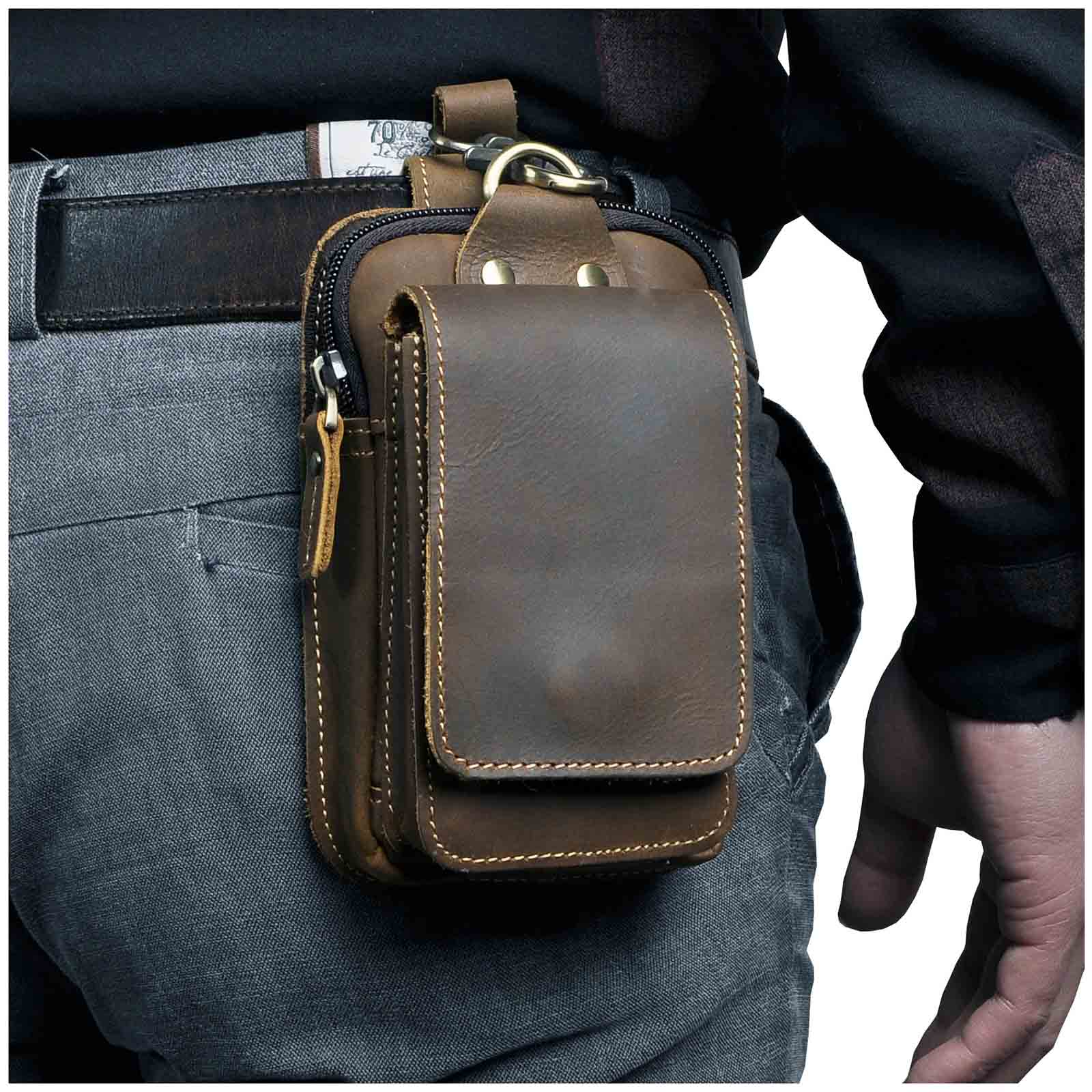 Pochette di cintura da uomo in pelle nera – Elegante e pratica per l'uso quotidiano - brun foncé - ceinture cross-from-marche-lino-15830621487453 homme New-google new_for_google pochette pochette ceinture qualité Tassen - Concept Palermo