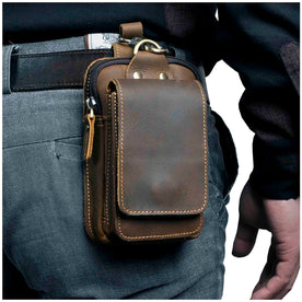 Pochette di cintura da uomo in pelle nera - Elegante e pratica per l'uso quotidiano - brun foncé - ceinture cross-from-marche-lino-15830621487453 homme Linen Men New-google new_for_google pochette pochette ceinture qualité Tassen - Concept Palermo