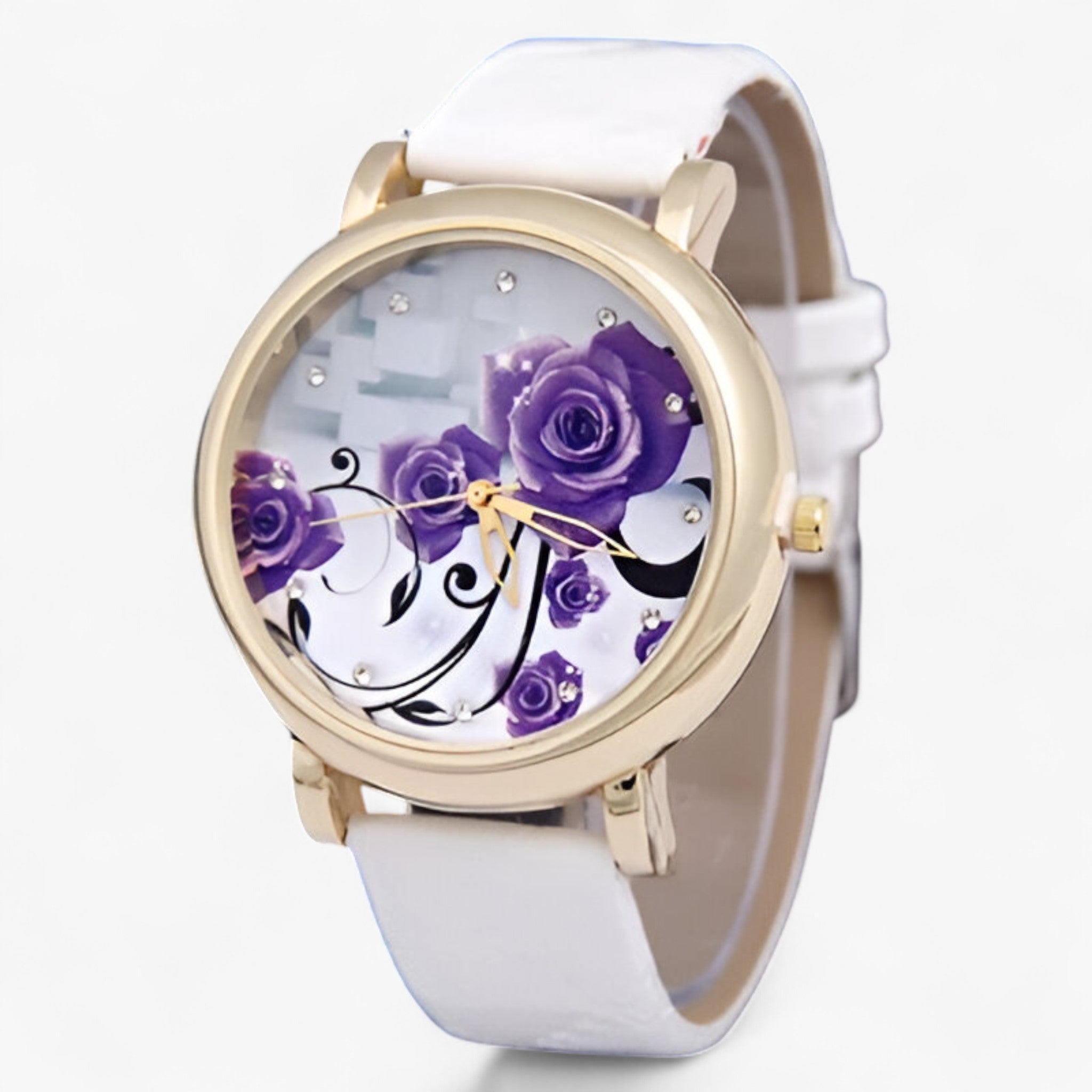Orologio Uomo Elegante al Quarzo con Cinturino in Vera Pelle Marrone Floreale - WHITE - cinturino female watch floreale orologio orologio quarzo pelle quarzo uomo watch for women watches - Concept Palermo