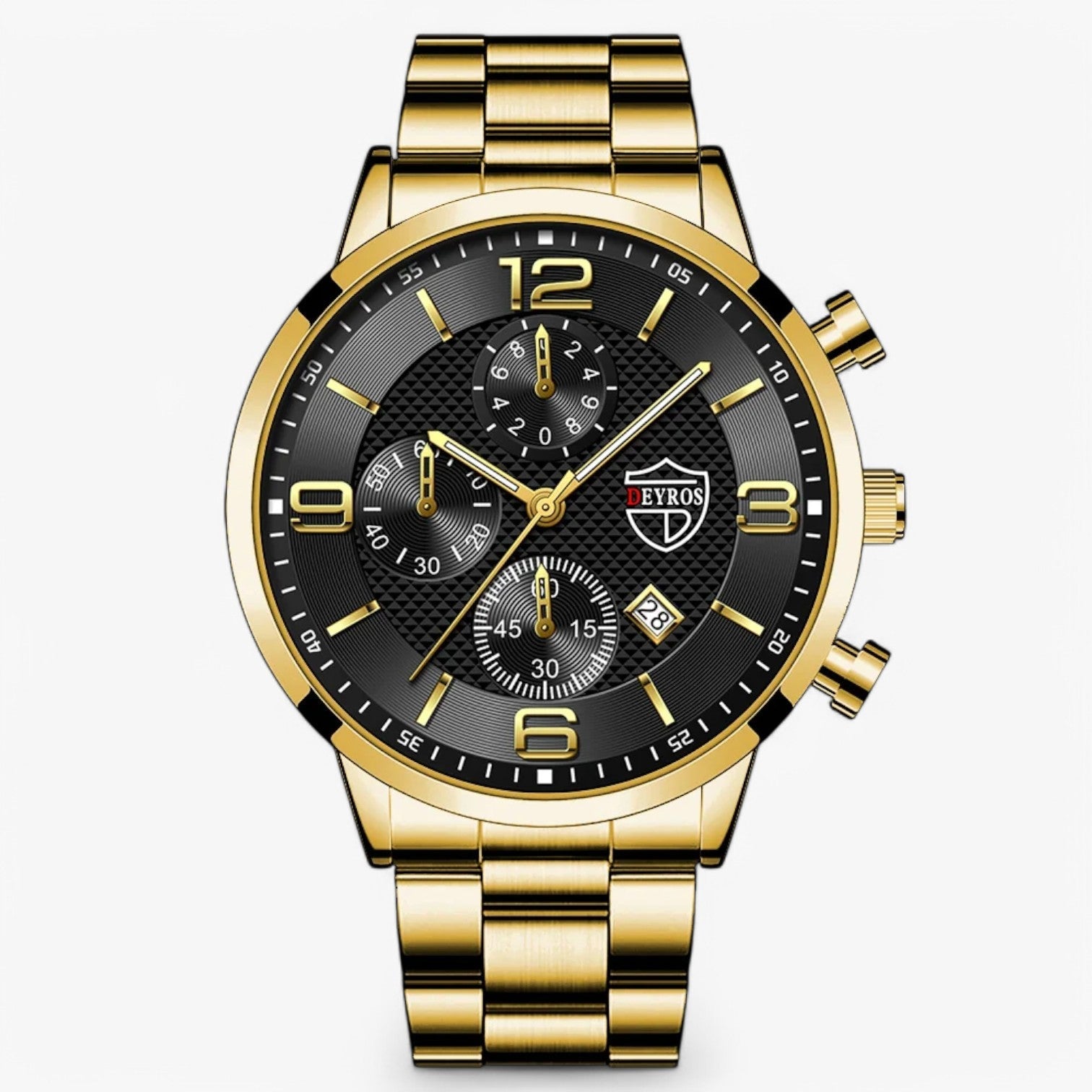 Orologio da Uomo in Acciaio Inossidabile con Funzione Luminosa - Nero Oro - acciaio funzione inossidabile luminosa mens accessory orologio orologio uomo uomo watch for men watches - Concept Palermo