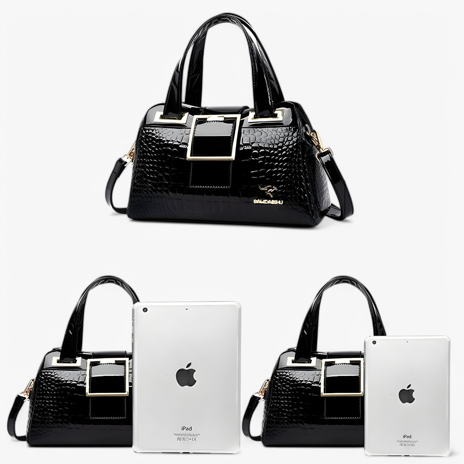 Borsa a Tracolla Donna Grande Nera in Ecopelle Effetto Coccodrillo - Elegante e Versatile - - Bags borsa borsa tracolla coccodrillo donna finto handbags tracolla women bags - Concept Palermo