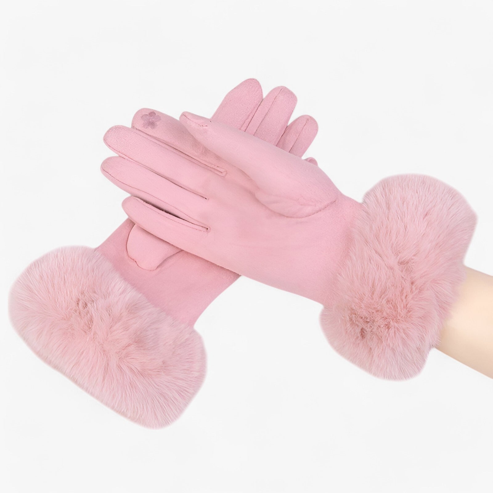 Guanti Touchscreen in camoscio caldo con pelliccia sintetica Uomo - Rosa Taglia unica - caldo camoscio gloves gloves & mittens guanti guanti touchscreen pelliccia sintetica touchscreen winter gloves womens fasion - Concept Palermo