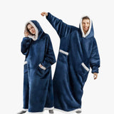 Zachte omkeerbare deken met capuchon voor heren, warme fleece plaid voor slaapbank