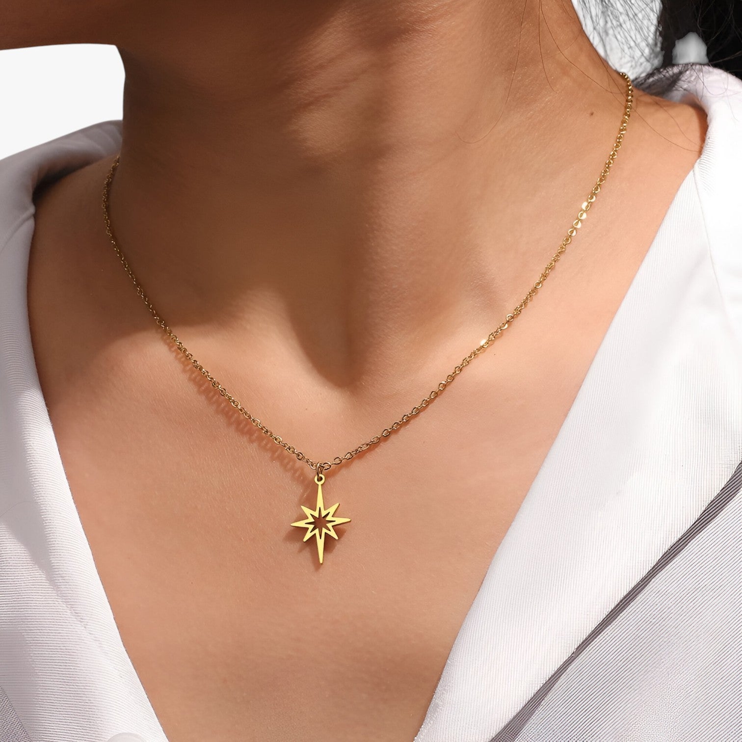 Collana con ciondolo a stella in acciaio inossidabile Donna - - acciaio ciondolo collana collana ciondolo donna elegant womens necklaces inossidabile jewelry necklace NECKLACES Necklaces for Women stella - Concept Palermo