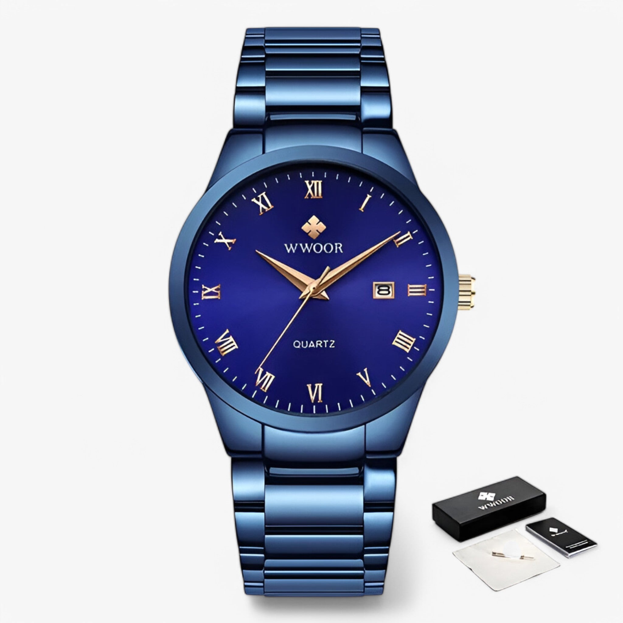 Orologio Acciaio Quarzo Uomo Elegante - Rosa blu con scatola - acciaio orologio orologio acciaio quarzo uomo watches WATCHES FOR MEN - Concept Palermo