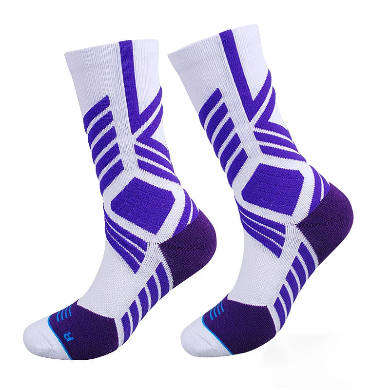 Calzini da basket antiscivolo: stabilità e comfort Uomo - Una taglia per tutti Bianco e viola - antiscivolo basket calzini calzini basket comfort Hiking Socks socks stabilità terrence | calzini da basket antiscivolo: stabilità e comfort - €25 uomo - Concept Palermo