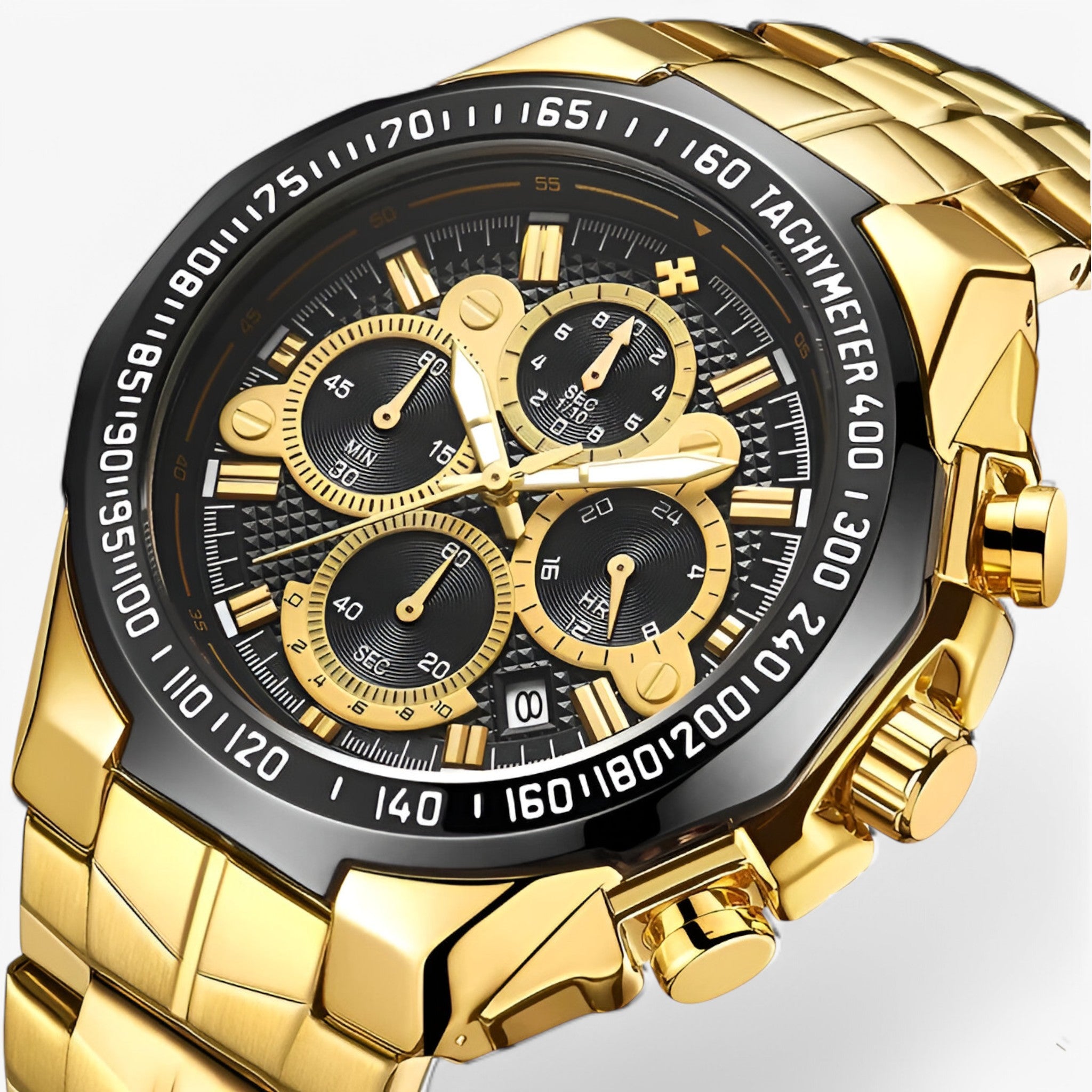 Orologio Sportivo Lusso Uomo Acciaio Nero Elegante Cronografo Impermeabile - oro nero - accessoires acciaio horloges orologio orologio sportivo sport sportivo uomo watches - Concept Palermo