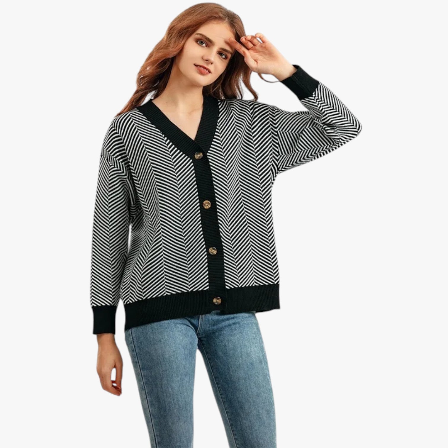 Cardigan con scollo a V da donna - Leggero ed per l'autunno Nero - - autunno cardigan cardigan scollo donna leggero scollo Sweater sweater women sweaters & cardigans women's sweater - Concept Palermo