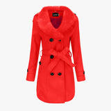 Lange wollen jas met bontkraag: elegantie en warmte voor de winter dames