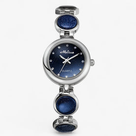 Orologio da donna di lusso con cinturino in acciaio con clip di cristallo - Argento Blu - acciaio cinturino clip cristallo donna female watch Linen orologio orologio donna watch for women watches Women - Concept Palermo