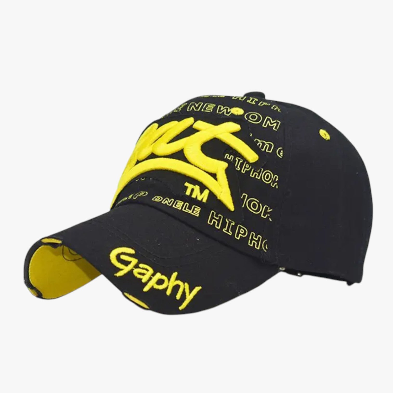 Berretto snapback in cotone per uomo - Stile cool con ricamo di squali Lino - Zwart Geel XXL >8J - Baseball caps berretto berretto snapback caps cool cotone lino men's hat mens accessory ricamo snapback - Concept Palermo