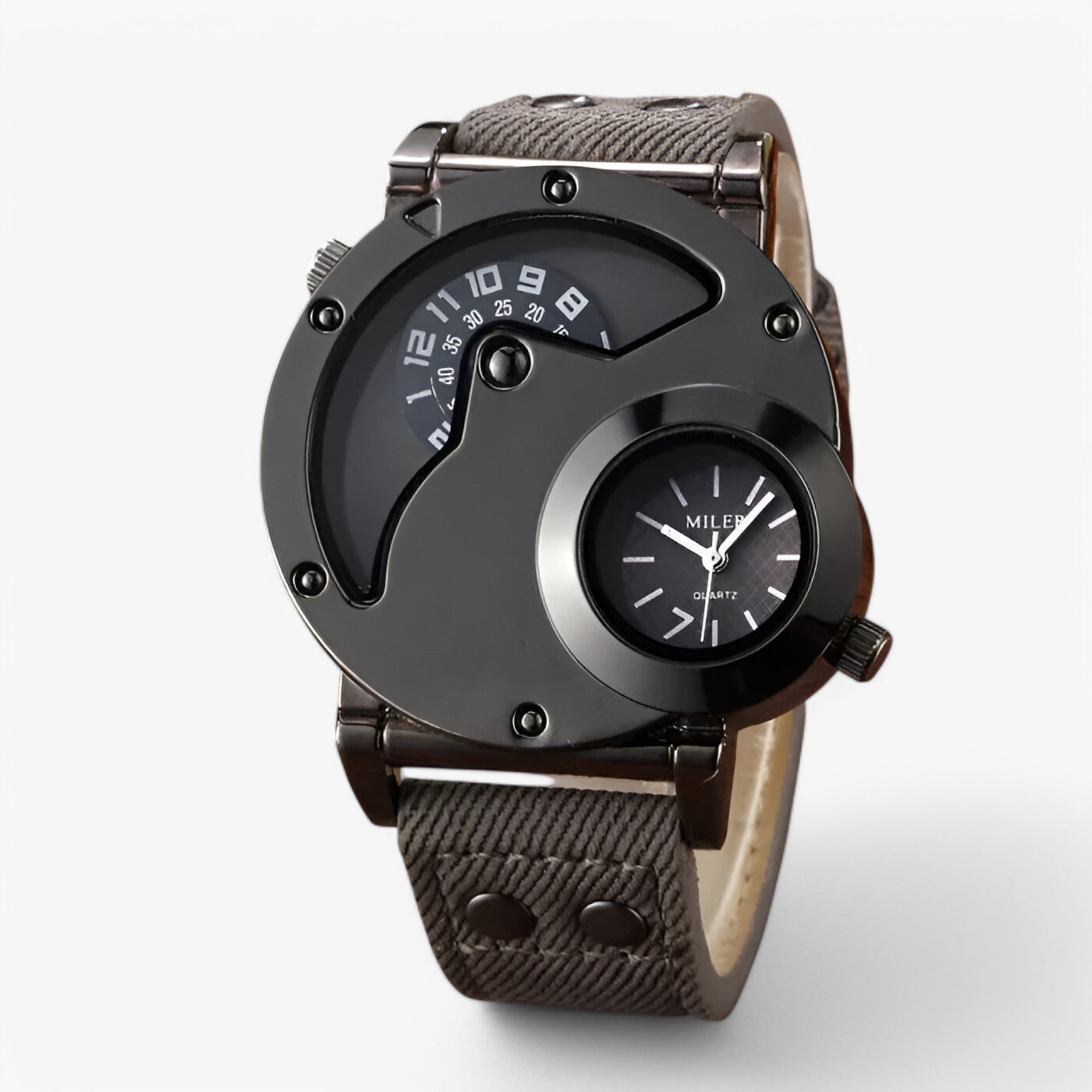 Orologio da Uomo in Stile Cowboy con Doppio Fuso Orario - grigio - cowboy doppio fuso mens watch orario orologio orologio uomo stile uomo watch for men - Concept Palermo