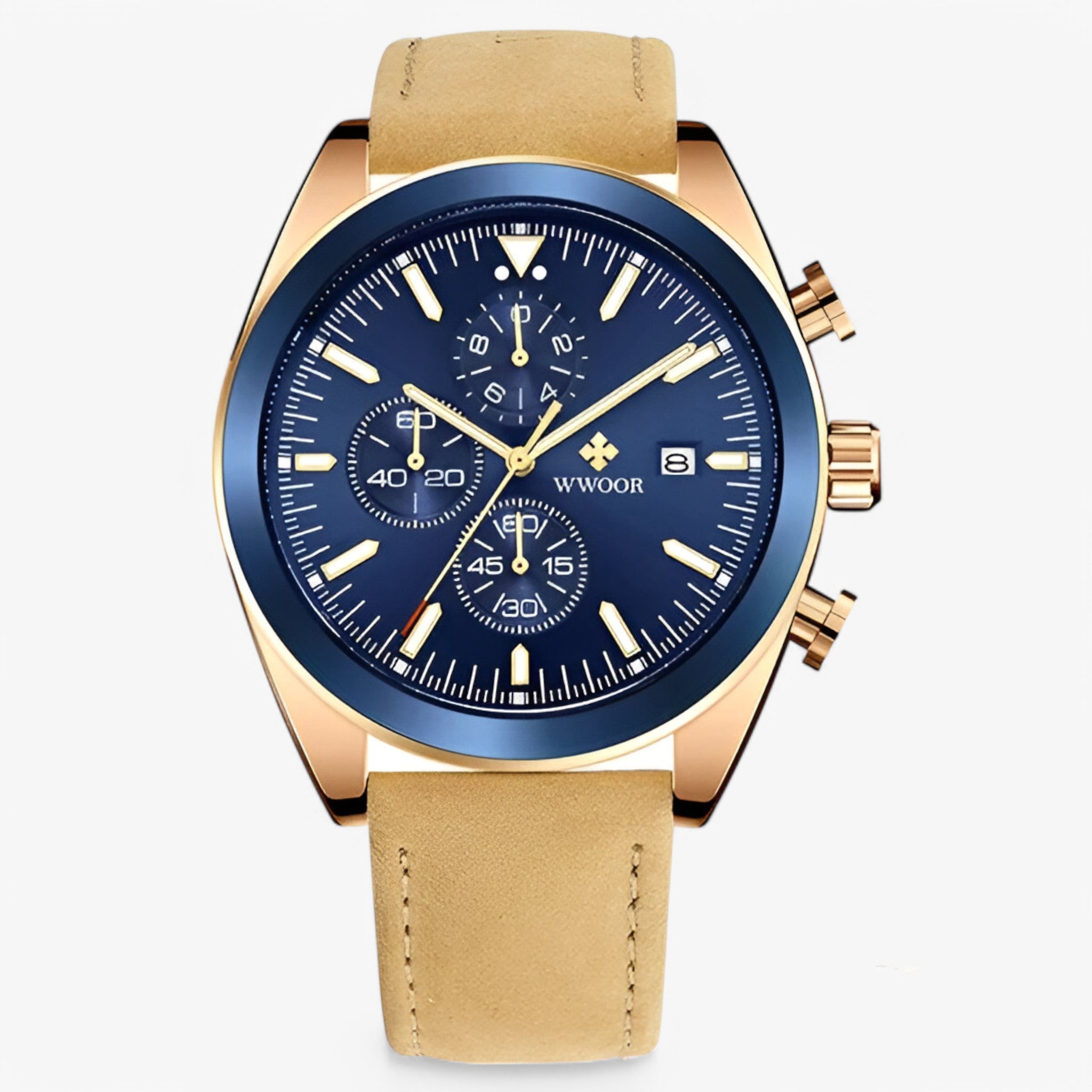 Orologio Cronografo Di Lusso In Acciaio Inossidabile Uomo - marrone rosa blu - accessoires acciaio cronografo horloges inossidabile orologio orologio cronografo uomo watches - Concept Palermo