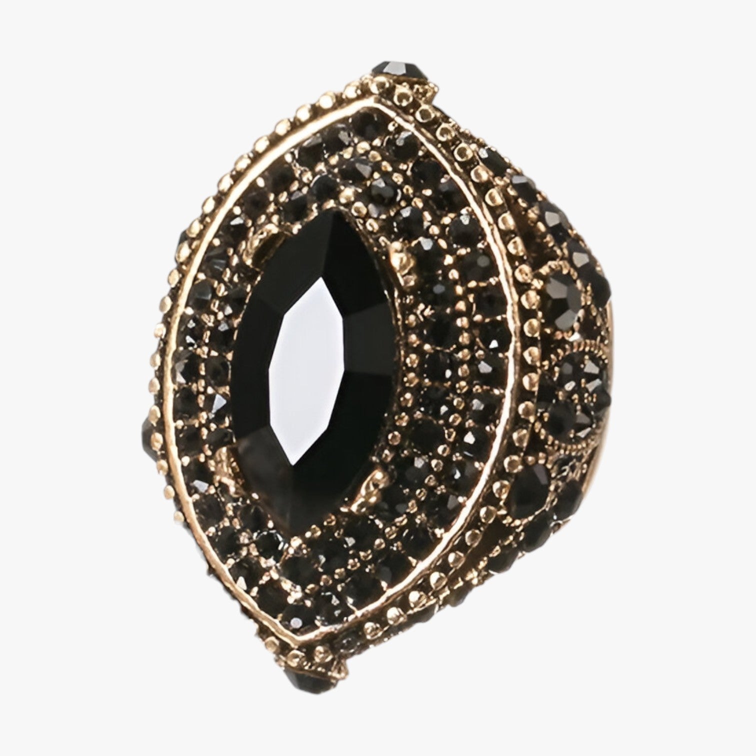 Anello Vintage Boho con Cristallo Nero Ovale da Donna - - anello anello boho boho cristallo jewelry Ring ring for women Rings vintage women ring womens ring - Concept Palermo