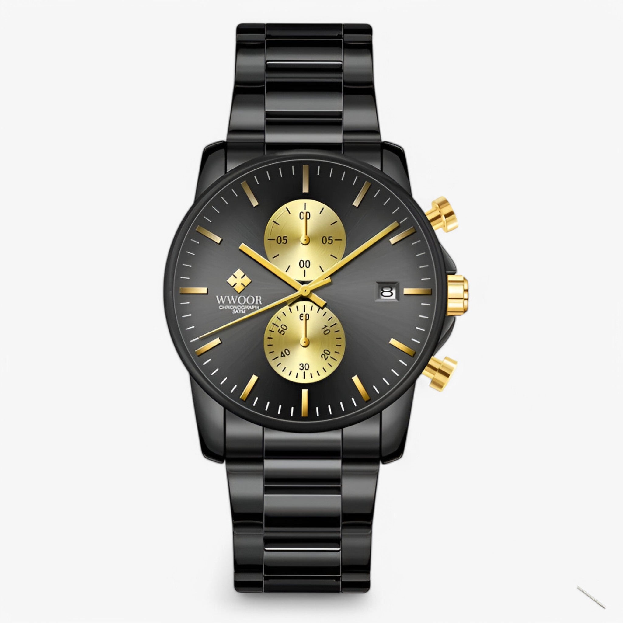 Movimento cronografo leggero in acciaio inossidabile - Nero oro - accessoires acciaio cronografo horloges inossidabile leggero movimento movimento cronografo watches - Concept Palermo