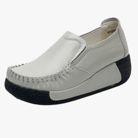 Mocassini in vera pelle - Morbidi e comodi con plateau per le mamme - grigio - comodi Linen mamme mocassini mocassini vera morbidi pelle plateau shoes shoes for women Solid Unisex womens shoes - Concept Palermo