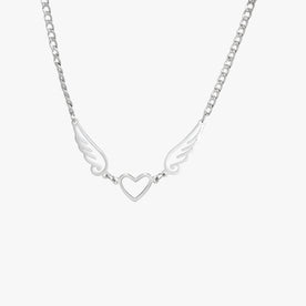 Collana in acciaio inossidabile a forma di cuore e ali d'angelo di Skyrim Lana Donna - Argento 35-40 cm - acciaio angelo collana collana acciaio cuore donna forma inossidabile Necklace NECKLACES Necklaces for Women Women Wool - Concept Palermo
