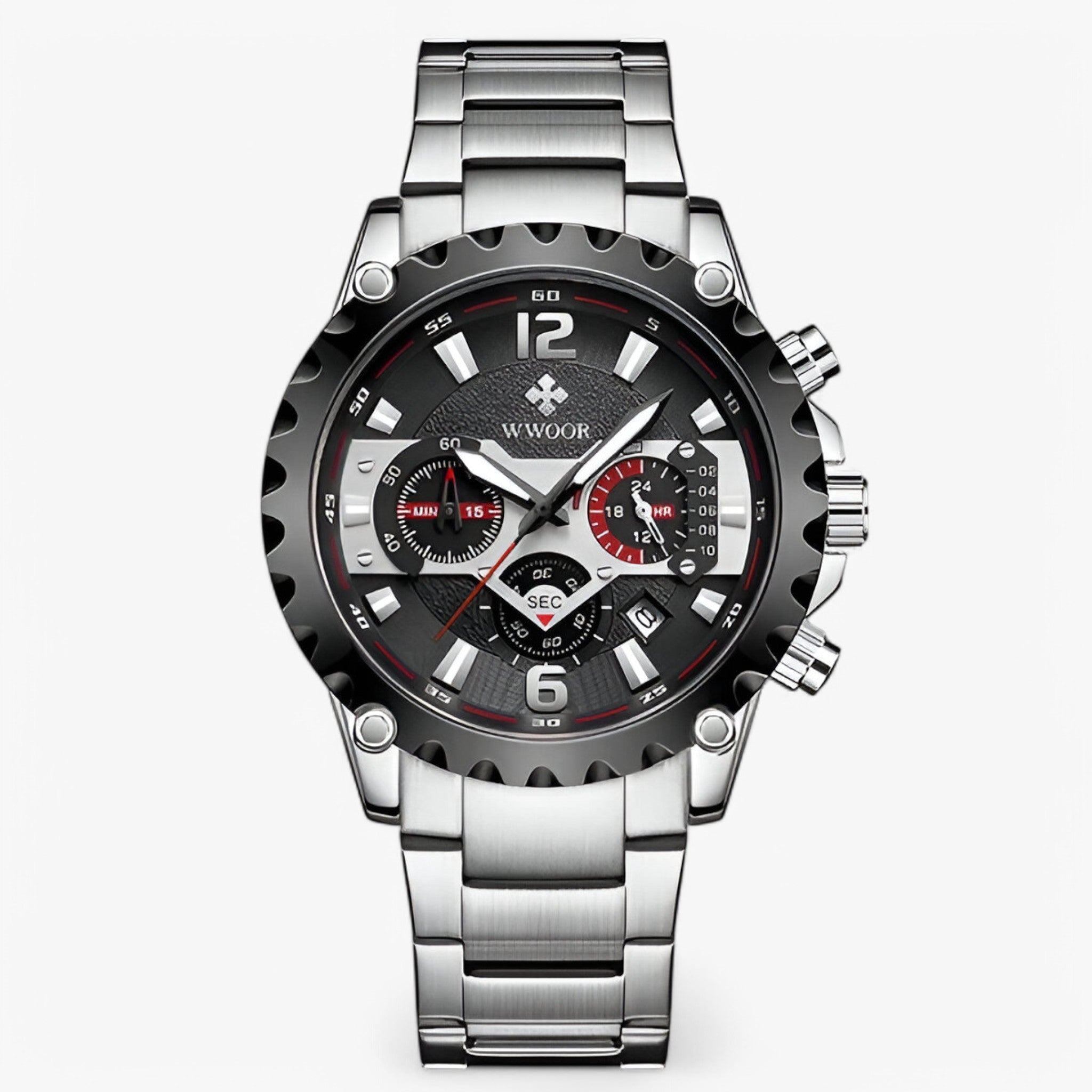 Orologio Cronografo di Lusso in Acciaio Inossidabile - nero argento - accessoires acciaio cronografo horloges inossidabile orologio orologio cronografo watches - Concept Palermo