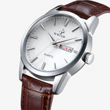 Orologio Uomo Classico Elegante con Cinturino in Vera Pelle Marrone, Cassa Sottile
