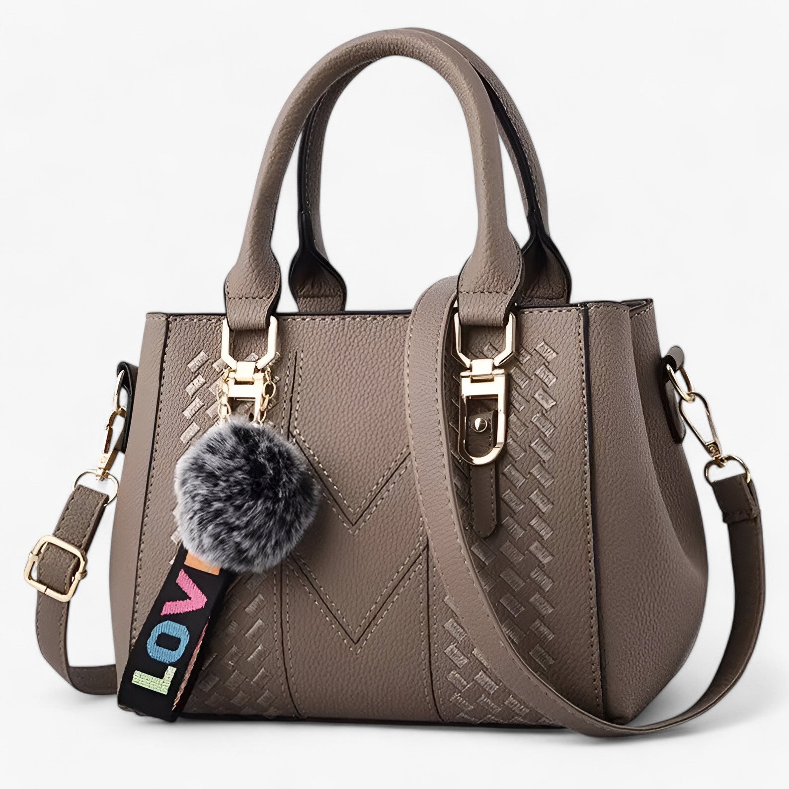 Borsa Messenger Donna Nera in Vera Pelle con Tracolla Regolabile e Pompon - khaki - bag bags borsa borsa messenger casual bag donna Gift Gifts for women Handbag messenger pelle pompon women bags womens fashion - Concept Palermo