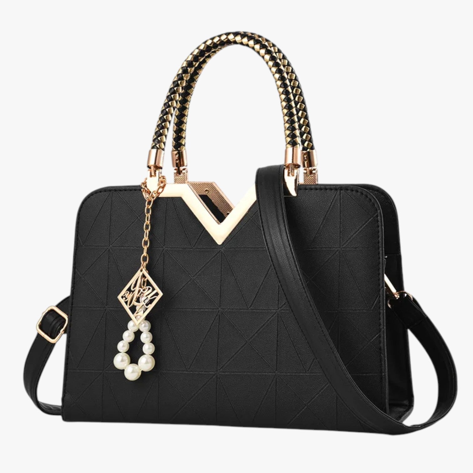 Borsa a Spalla Donna in Pelle con Cerniera e Perle - Chic Autunno - - autumn autumn chic Bags borsa cerniera chic pelle perle women bags Women's handbags - Concept Palermo