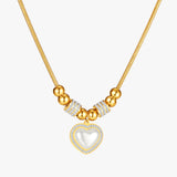 Hartvormige ketting met zirkonia en kralen voor een feestelijke look Lana dames  