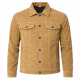 Heren vintage jas van bruine ribfluweel, elegant slim fit
