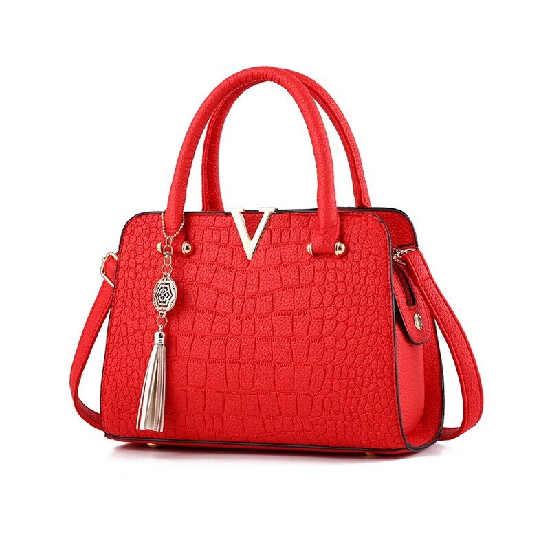 Borsa Donna Nera Elegante in Vera Pelle di Coccodrillo con Tracolla Regolabile e Zip - Rosso - Bags borsa borsa pelle coccodrillo handbags pelle Women's handbags - Concept Palermo