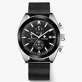 Orologio Cronografo Di Lusso In Acciaio Inossidabile Uomo - nero argento - accessoires acciaio cronografo horloges inossidabile Linen Men orologio orologio cronografo uomo watches - Concept Palermo