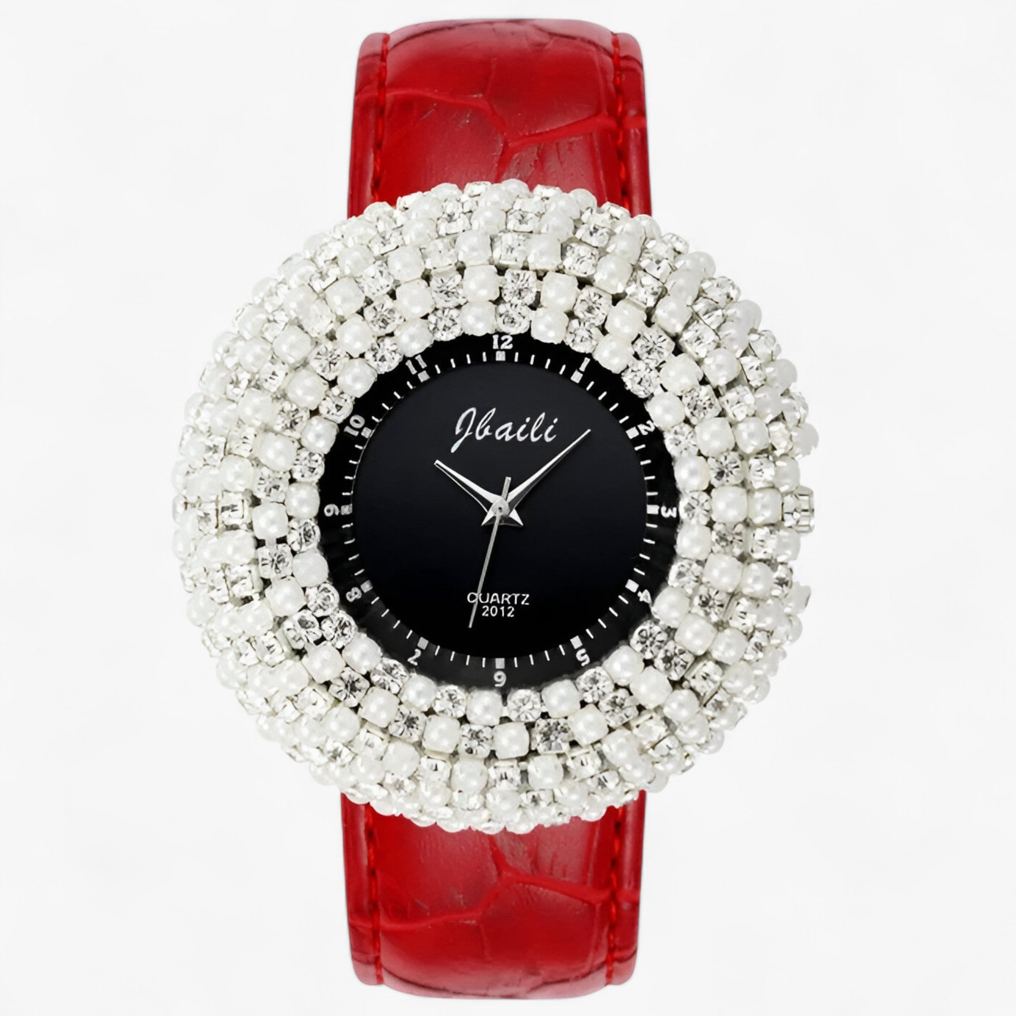 Orologio in pelle con quadrante nero e strass Uomo - Rossa - female watch orologio orologio pelle pelle quadrante strass uomo watch for women watches - Concept Palermo