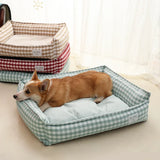Beige geruit hondenbed – zachte ligplaats