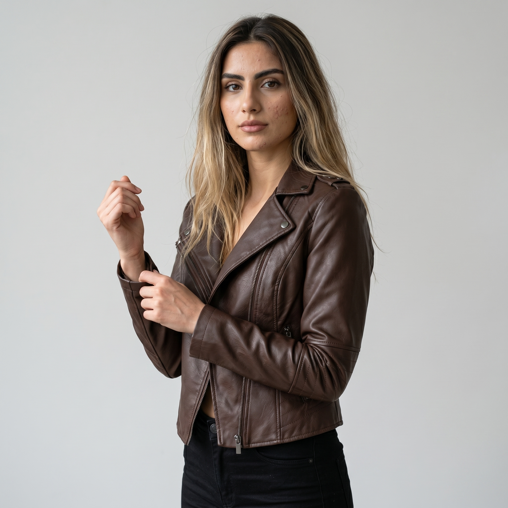 Giacca Biker Donna Nera in Poliestere - Stile Moto Elegante e Confortevole - - collo collo alto donna giacca giacca asimmetrica giacca casual giacca da donna giacca elegante giacca in pelle giacca inverno giacca nera giacca pelle giacche da donna moda donna nera pelle pelle nera stile motociclista - Concept Palermo