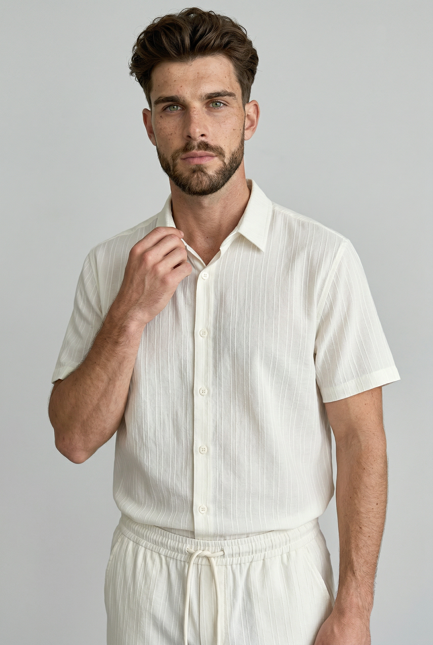 Completo Estivo Uomo Lino Casual: Camicia Maniche Corte & Pantaloni Coulisse Leggeri - - abbinati bottoni camicia completo completo composto composto corte coulisse suits suits and pants - Concept Palermo