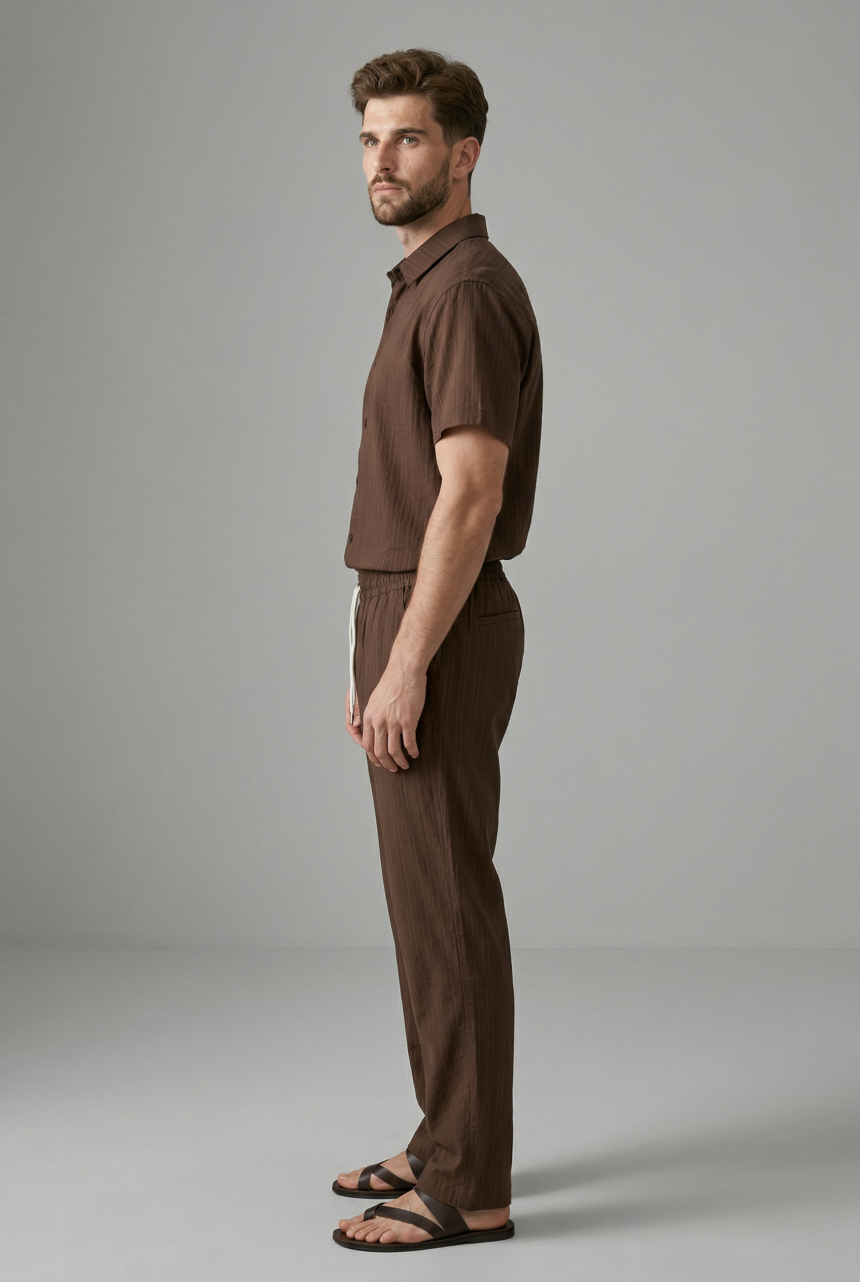 Completo Estivo Uomo Lino Casual: Camicia Maniche Corte & Pantaloni Coulisse Leggeri - - abbinati bottoni camicia completo completo composto composto corte coulisse suits suits and pants - Concept Palermo