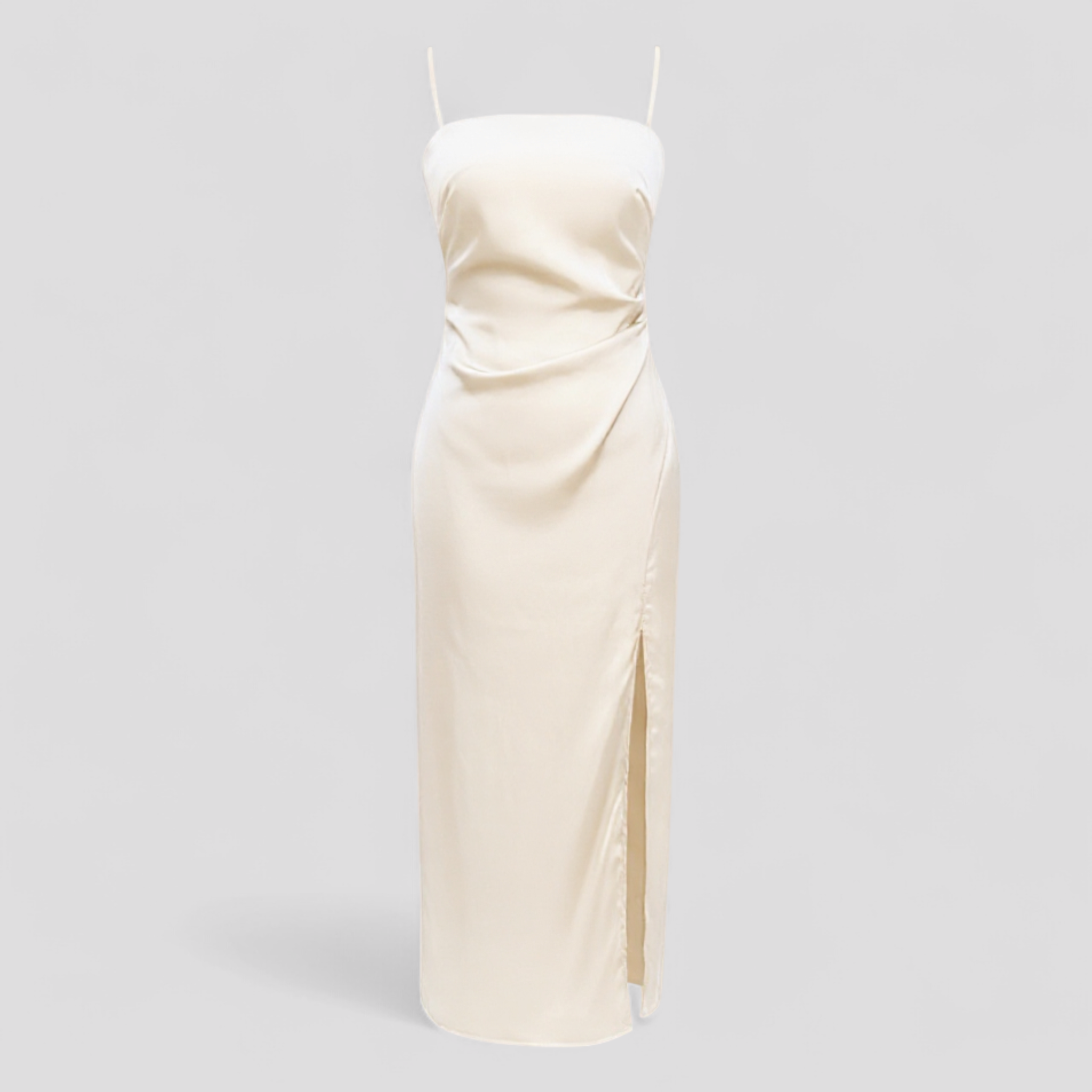 Abito lungo in satin con spacchi laterali e spalline sottili Seta Donna - Beige - abito abito satin casual dresses donna DRESS dresses female dress laterali Maxi Dresses satin seta sottili WOMEN - Concept Palermo