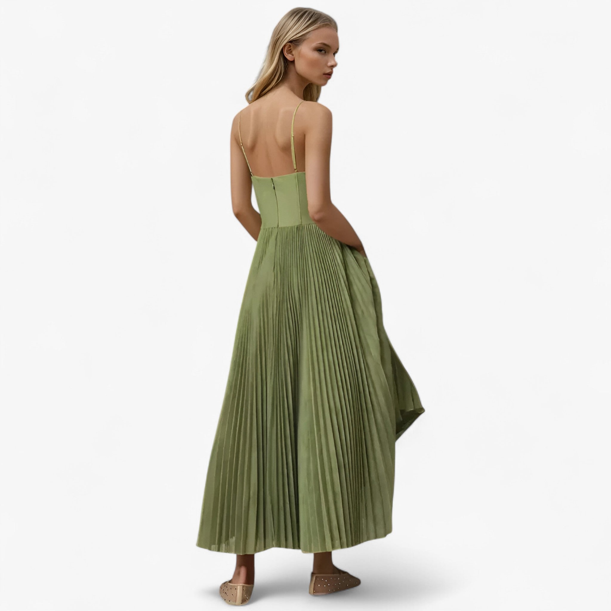 Vestido maxi plisado para mujer