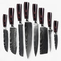 Set de 8 cuchillos de cocina japoneses Calla en acero Damasco, muy afilados para chefs profesionales