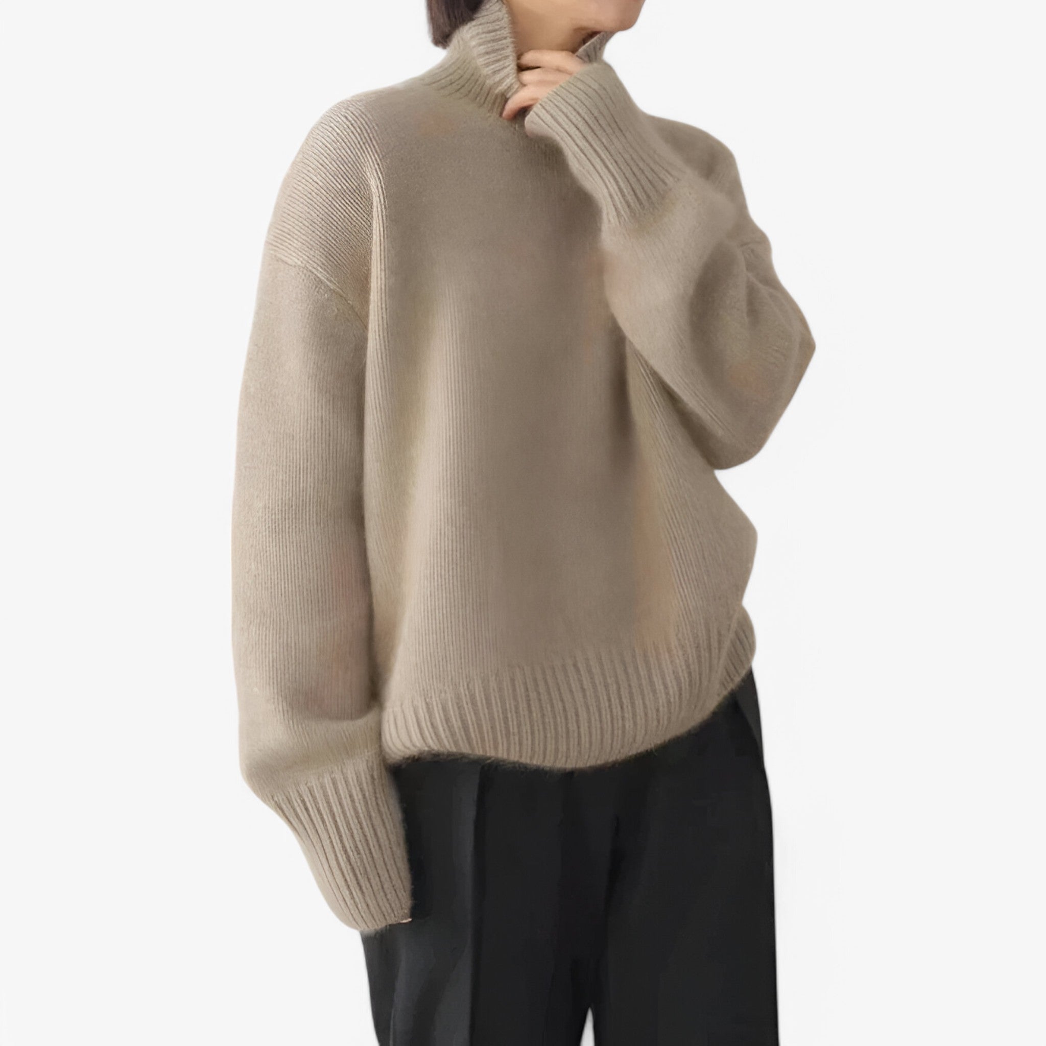 Maglione in cashmere - Morbido ed Donna - Khaki XS - cashmere donna maglione maglione cashmere women's sweater - Concept Palermo