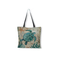 Bolso de playa de lino con estampado oceánico Mujer