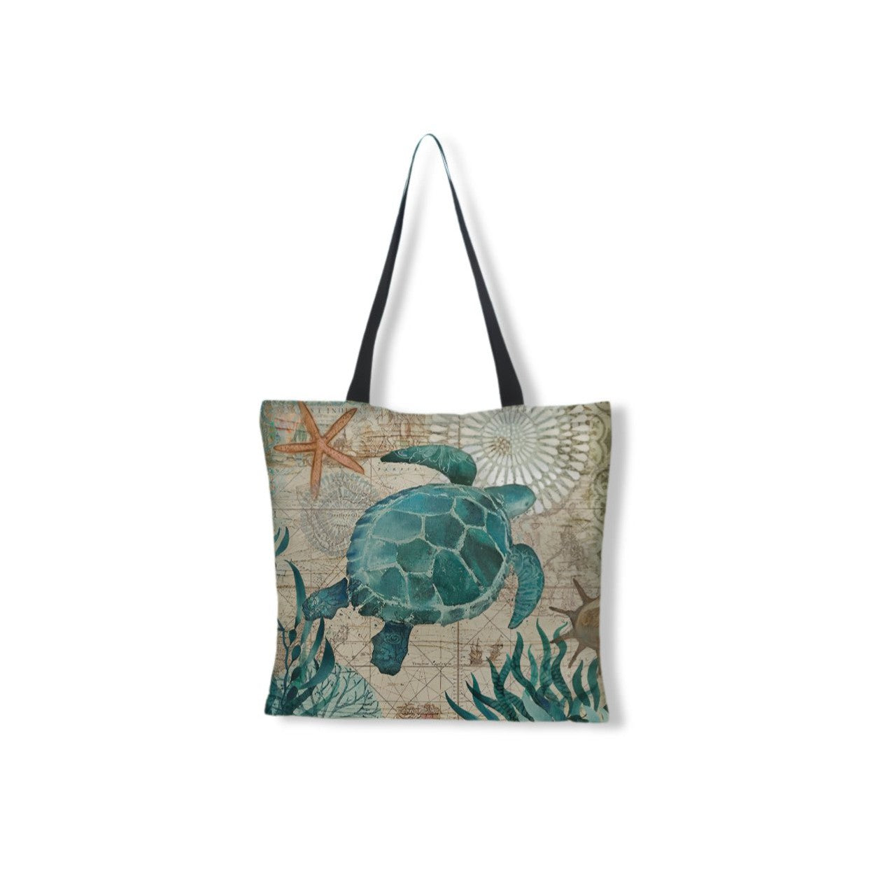 Borsa da spiaggia in lino con stampa sull'oceano Donna - - bags borsa borsa spiaggia donna lino oceano shopper bags spiaggia stampa tote bag - Concept Palermo